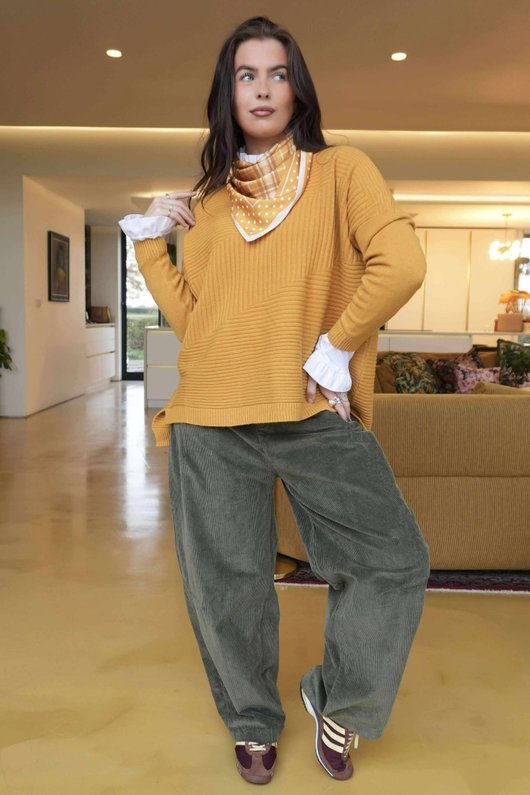 Plaid & Polka Border Triangle Silk Neckerchief Dijon